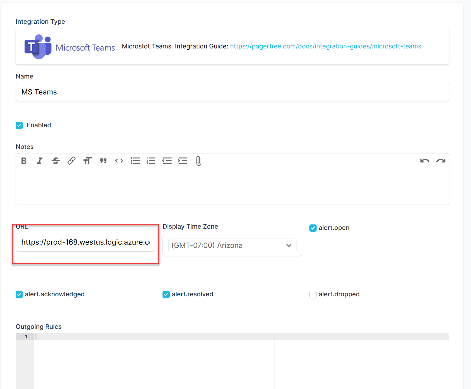 Paste the Webhook URL and select the events you are interested in.